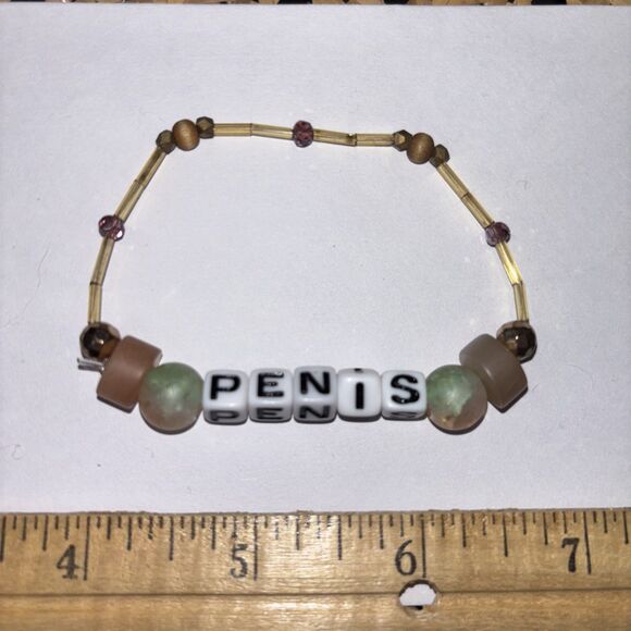 Multicolor “Penis” Bracelet Adult Humor Beaded Handmade Naughty Accessories - Picture 3 of 5